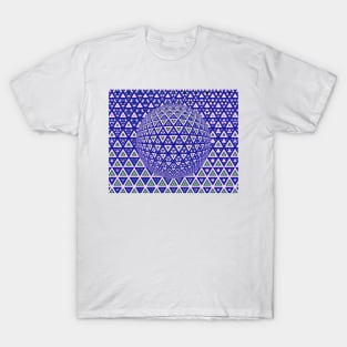 vivid purple triangular design over a 3D sphere T-Shirt